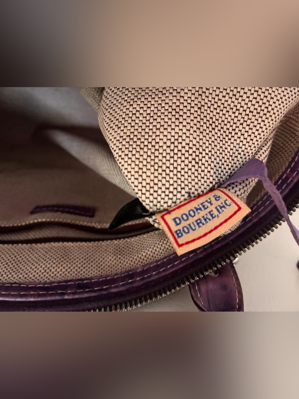 Dooney & Bourke Purple Embossed Croc Leather Satchel Shoulder Bag Y2K - Picture 9 of 16